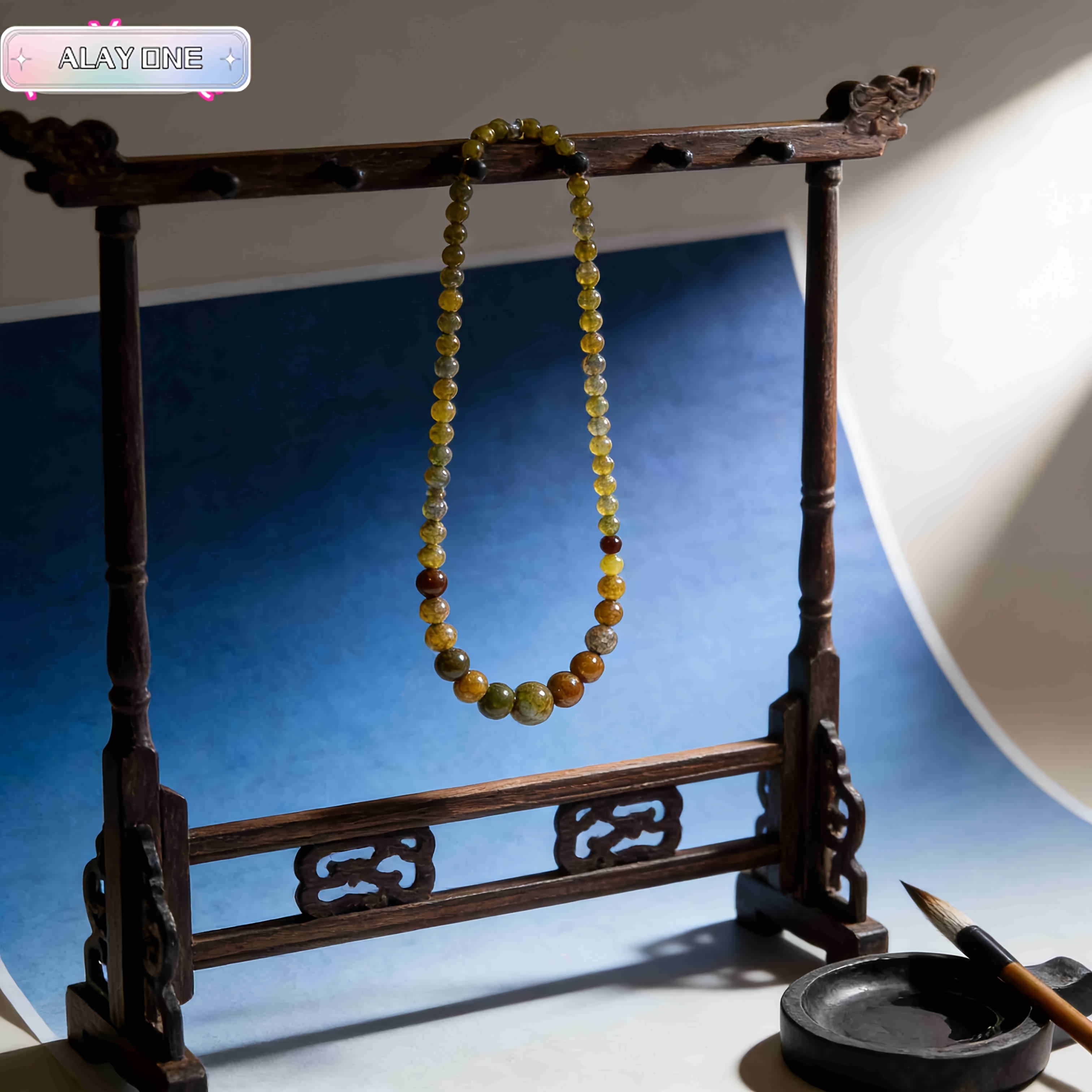 Women's Natural Dragon Vein Agate Irregular Clavicle Chain Necklace